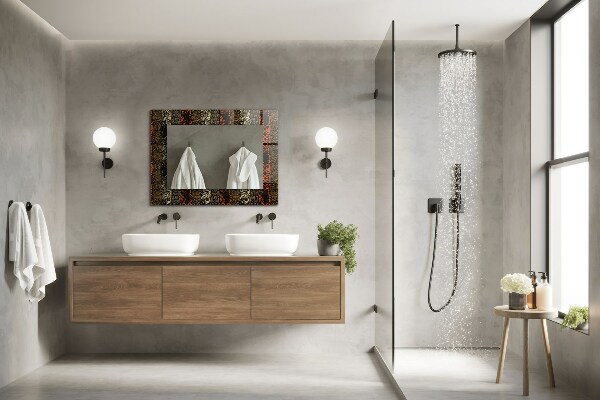 Specchio con cornice stampata Modello di ornamento etnico