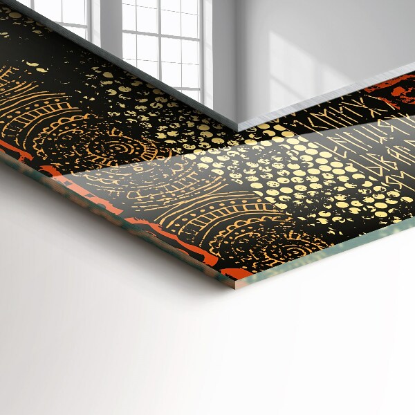 Specchio con cornice stampata Modello di ornamento etnico