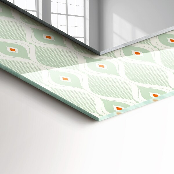 Specchio con cornice stampata Motivo geometrico verde