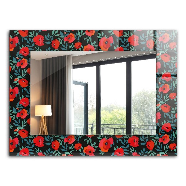 Specchio con cornice stampata Fiori di papavero