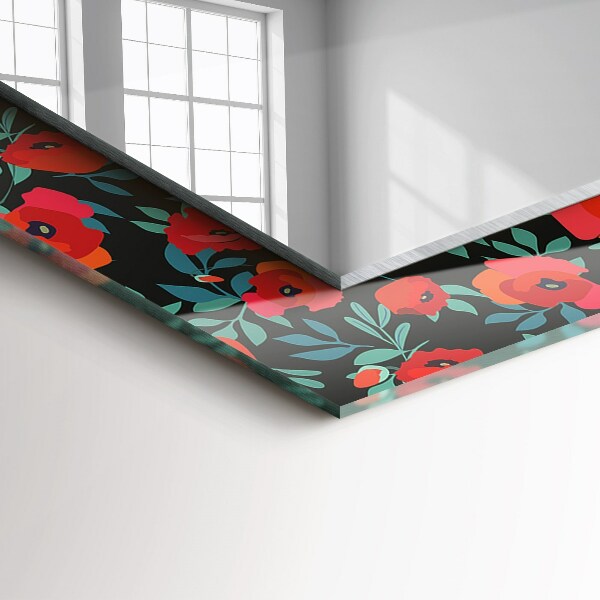 Specchio con cornice stampata Fiori di papavero
