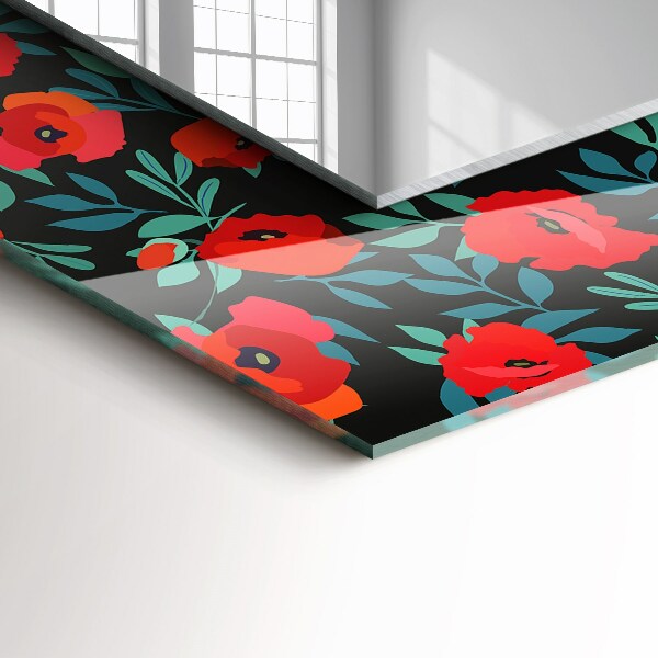Specchio con cornice stampata Fiori di papavero