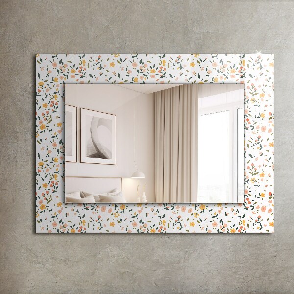 Specchio con cornice stampata Motivo floreale in tessuto