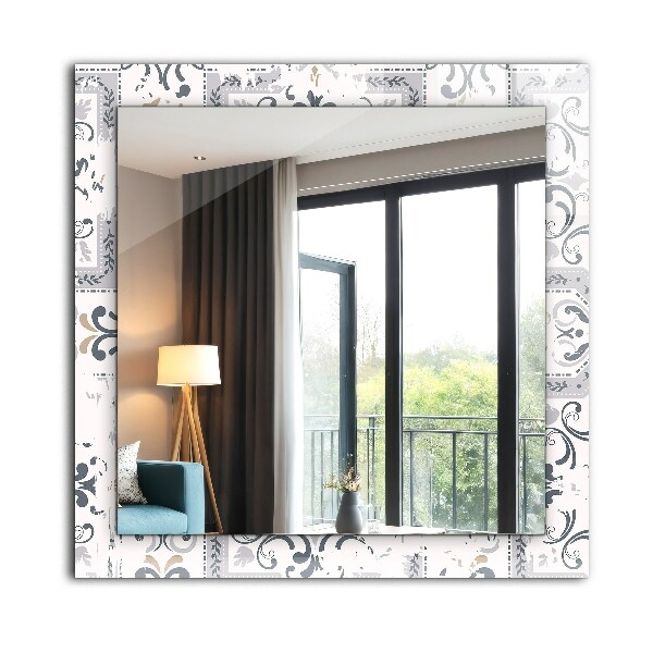 Specchio con cornice stampata Motivo di piastrelle ornamentali