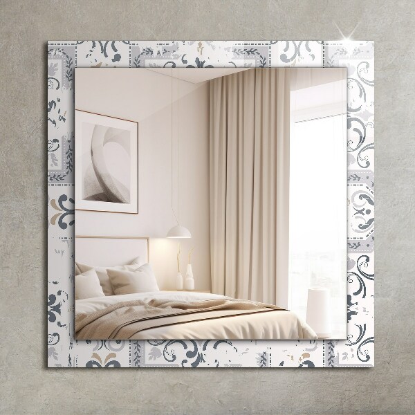 Specchio con cornice stampata Motivo di piastrelle ornamentali