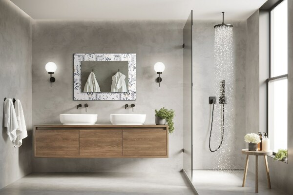 Specchio con cornice stampata Motivo di piastrelle ornamentali