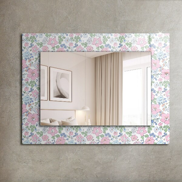 Specchio con cornice stampata Motivo floreale in tessuto