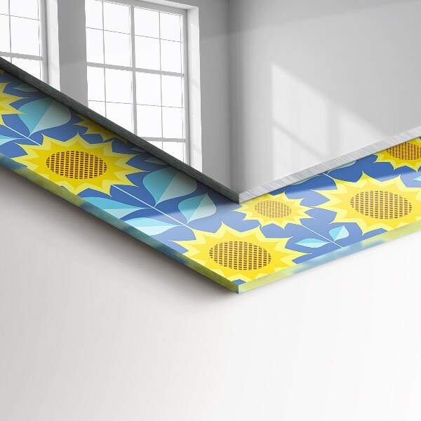 Specchio con cornice stampata Pattern di foglie di girasoli