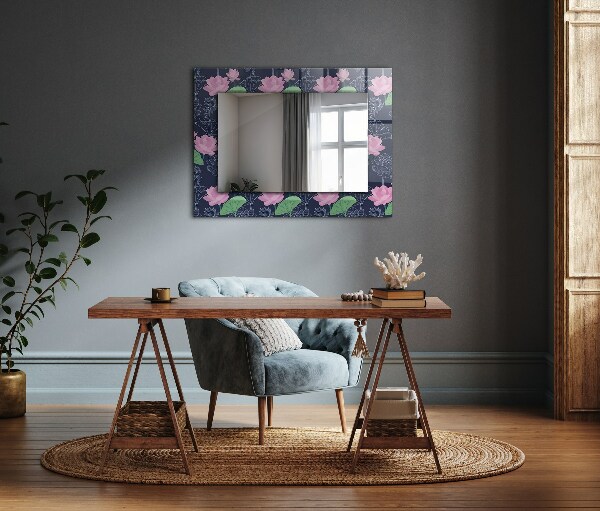 Specchio decoro Fiori di loto rosa