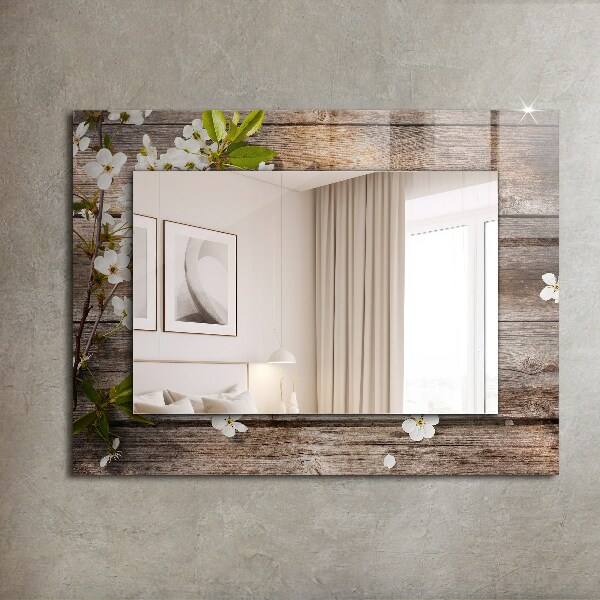 Specchio stampato Fiori su legno