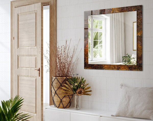 Specchio con cornice stampata Superficie metallica arrugginita