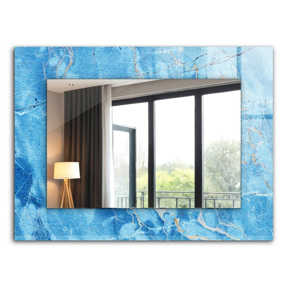 Specchio con cornice stampata Motivo blu marmorizzato