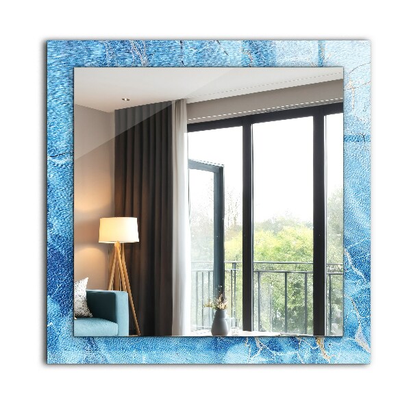 Specchio con cornice stampata Motivo blu marmorizzato