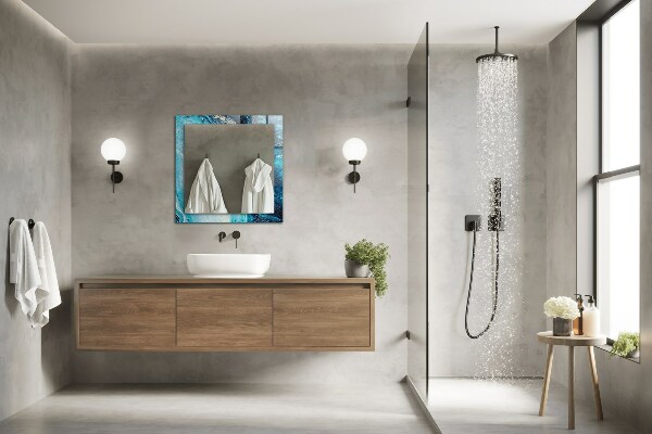 Specchio con cornice stampata Arte astratta blu