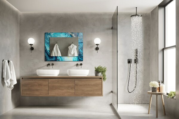 Specchio con cornice stampata Arte astratta blu