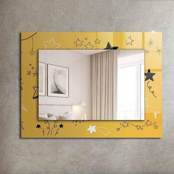 Specchio con cornice stampata Disegni di stelle varie