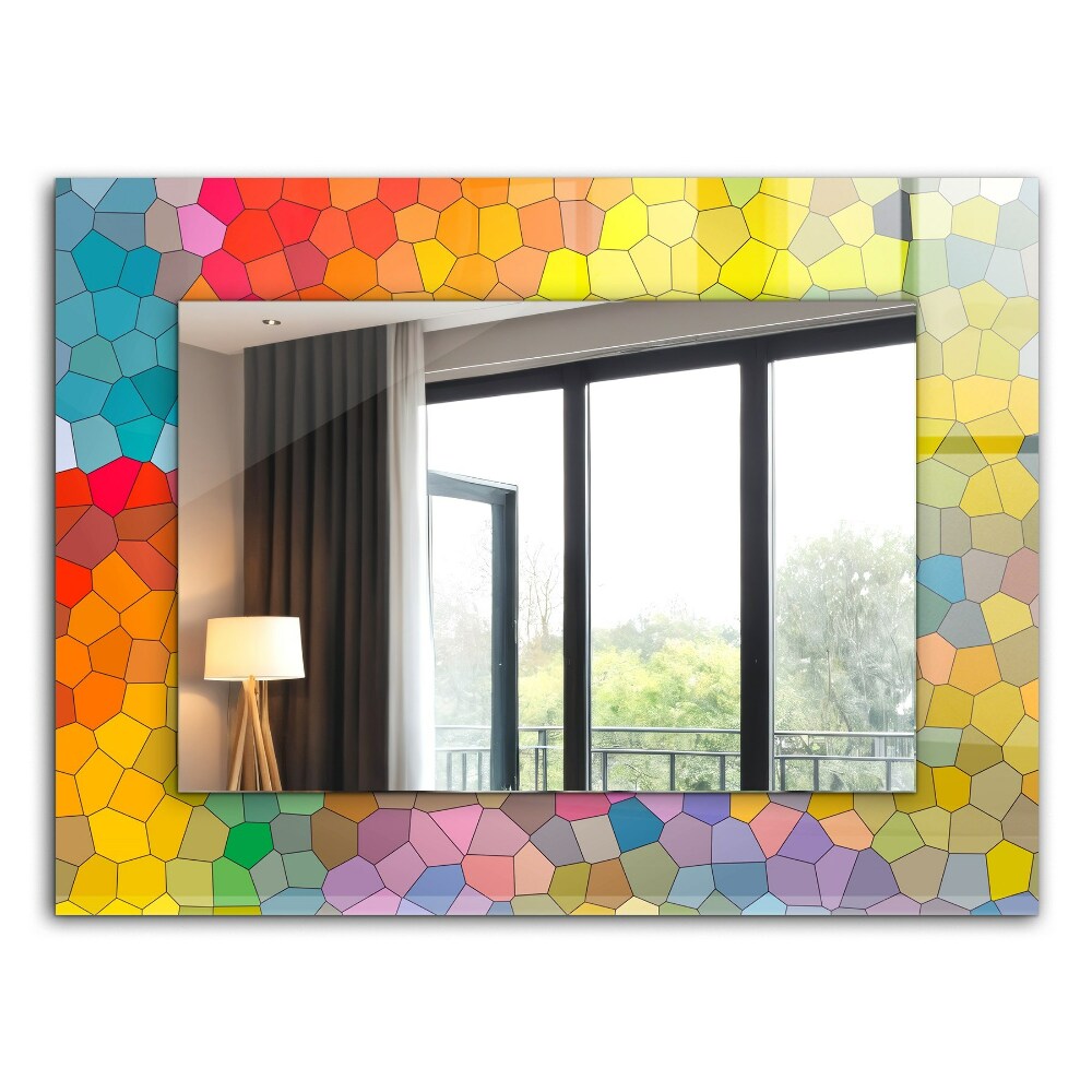 Specchio con cornice stampata Mosaico astratto di colori