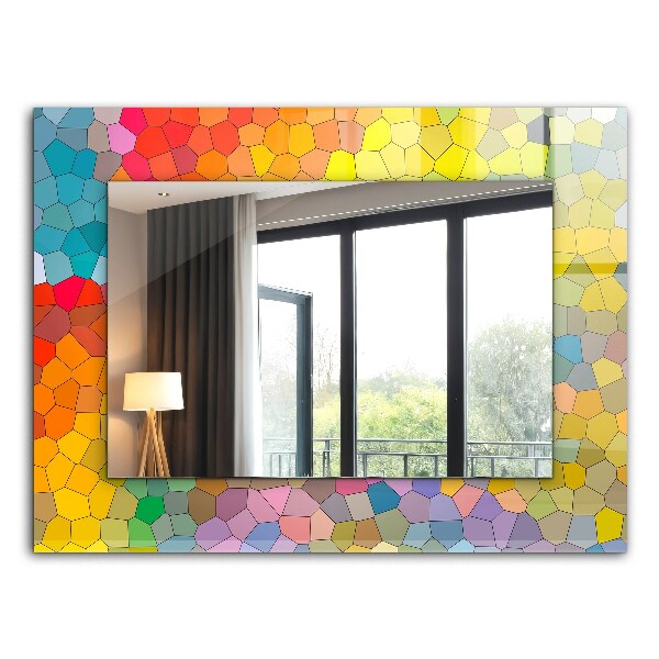 Specchio con cornice stampata Mosaico astratto di colori