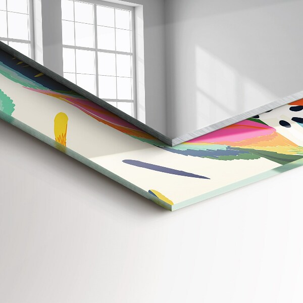 Specchio con cornice stampata Motivo di foglie colorate