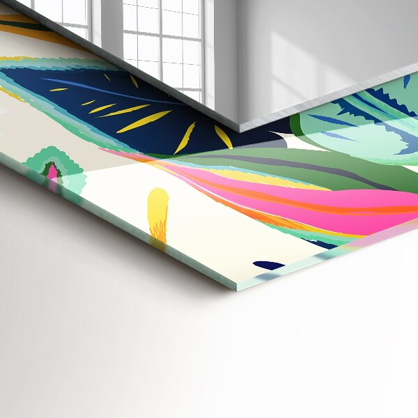 Specchio con cornice stampata Motivo di foglie colorate