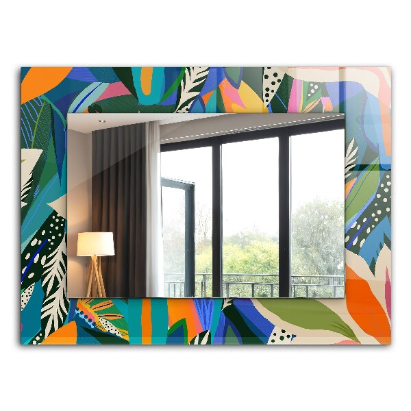 Specchio con cornice stampata Fiori astratti colorati