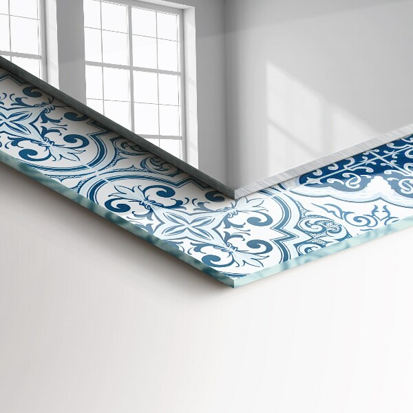 Specchio con cornice stampata Piastrelle decorative blu