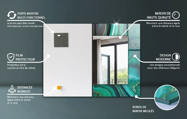 Specchio con cornice stampata Muschio verde