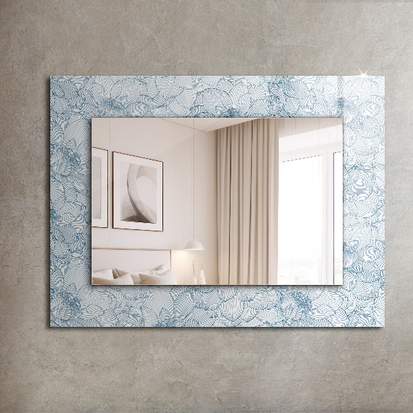 Specchio stampato Motivo floreale blu