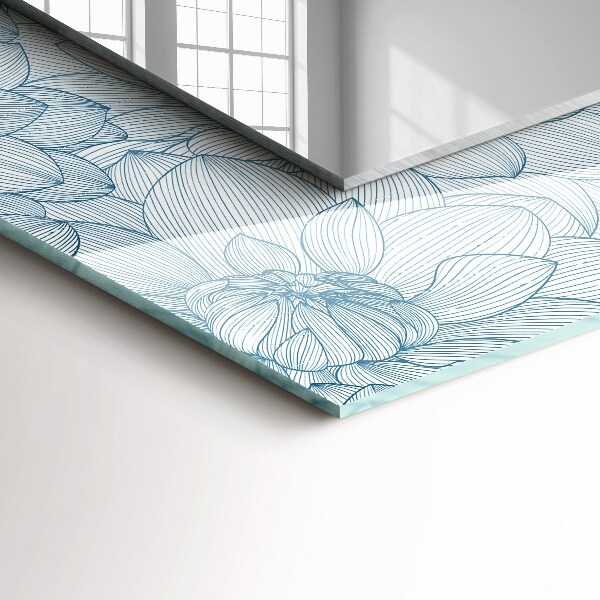 Specchio stampato Motivo floreale blu