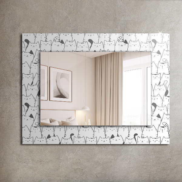 Specchio con cornice stampata gatti allegri