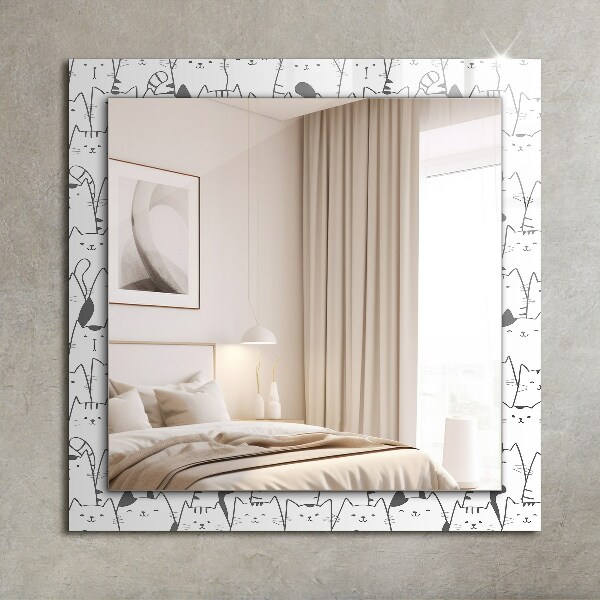 Specchio con cornice stampata gatti allegri
