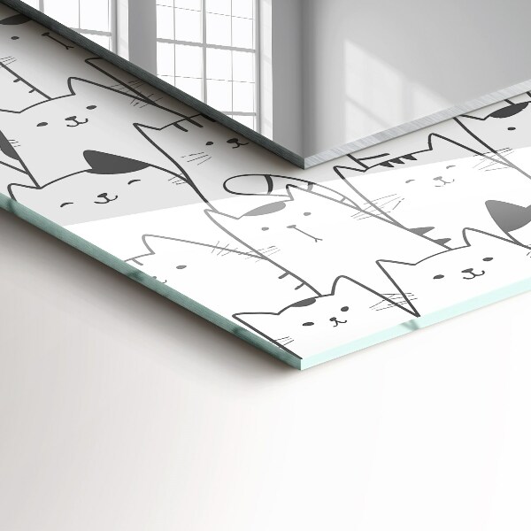 Specchio con cornice stampata gatti allegri