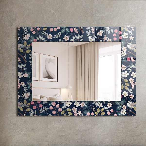 Specchio decoro Fiori foglie uccelli