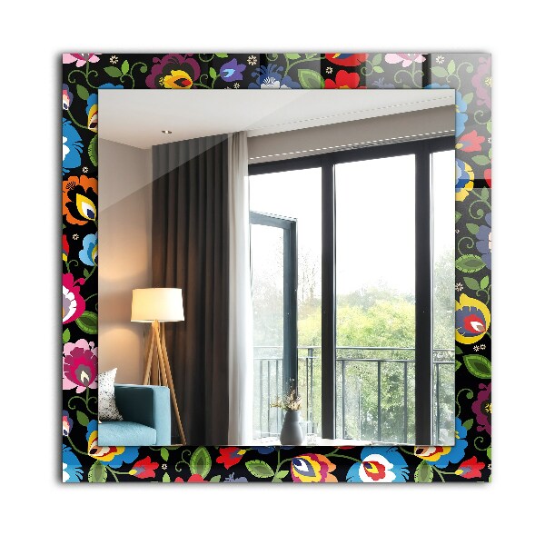 Specchio con cornice stampata Motivi popolari colorati