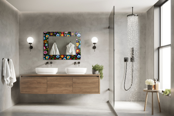 Specchio con cornice stampata Motivi popolari colorati