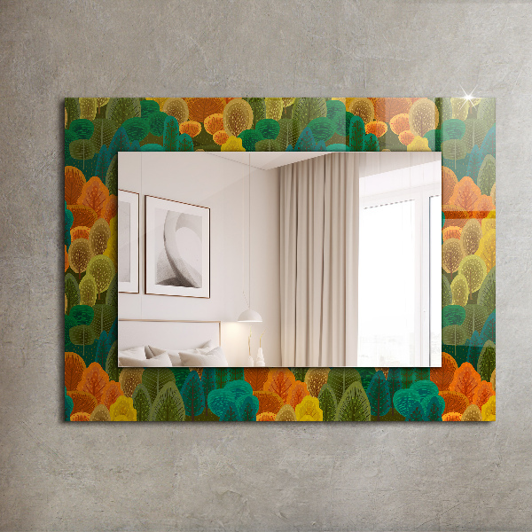 Specchio con cornice stampata Alberi d'autunno