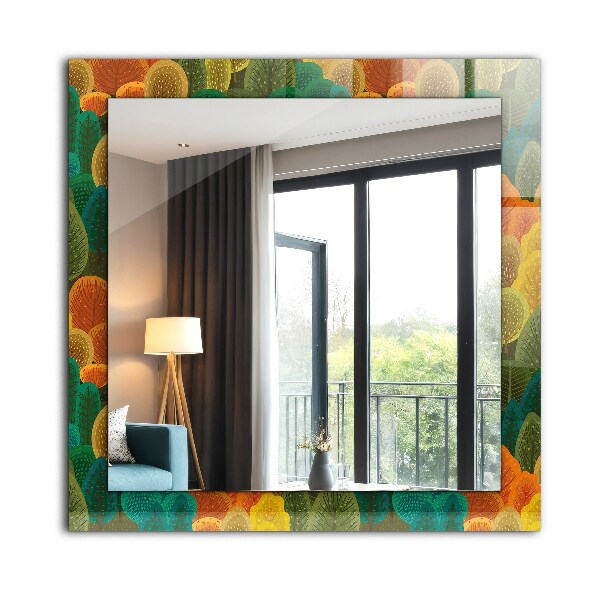 Specchio con cornice stampata Alberi d'autunno