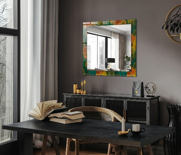 Specchio con cornice stampata Alberi d'autunno
