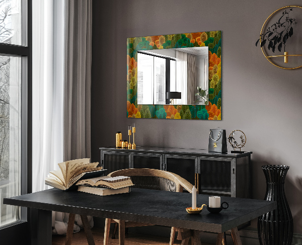 Specchio con cornice stampata Alberi d'autunno