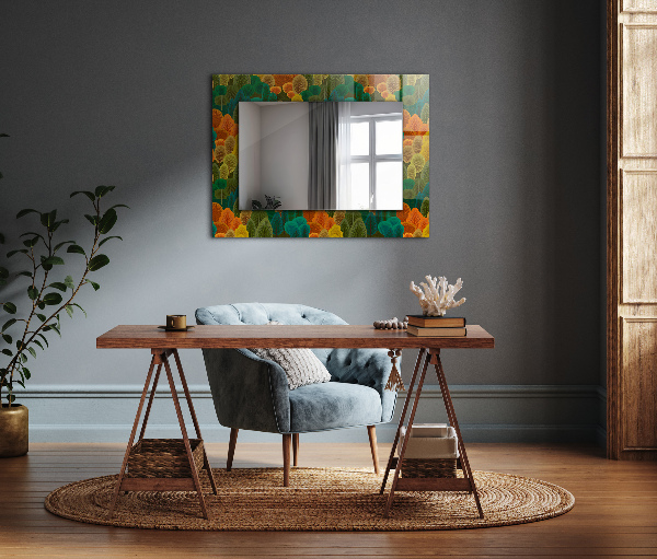 Specchio con cornice stampata Alberi d'autunno