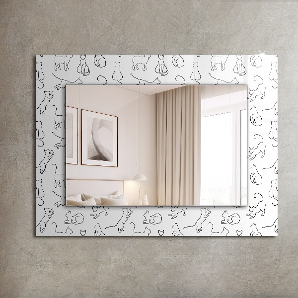 Specchio con cornice stampata Gatti di contorno