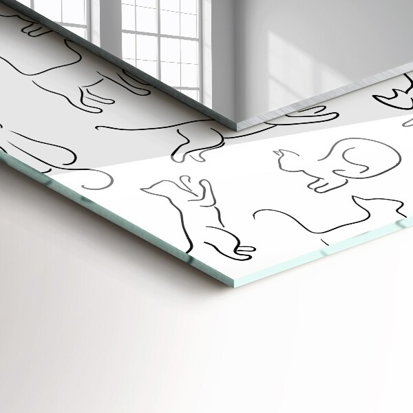 Specchio con cornice stampata Gatti di contorno