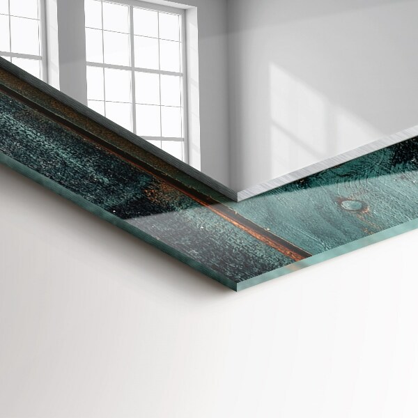 Specchio con cornice stampata Tavole verdi in legno