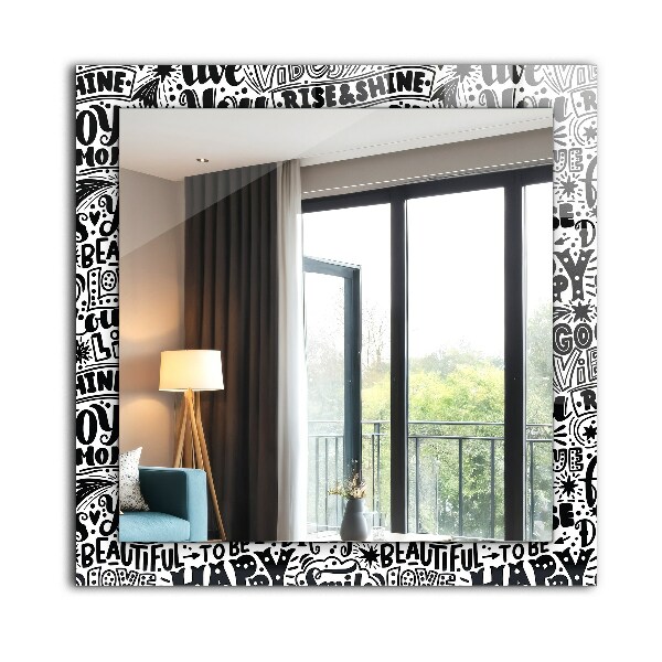 Specchio con cornice stampata Scrittura a mano motivazionale
