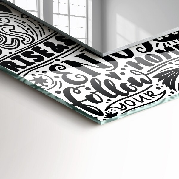 Specchio con cornice stampata Scrittura a mano motivazionale