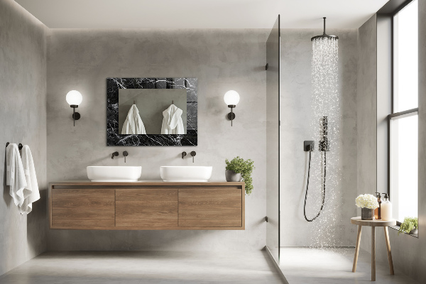 Specchio stampato Marmo nero