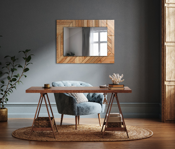 Specchio decoro Parquet di legno