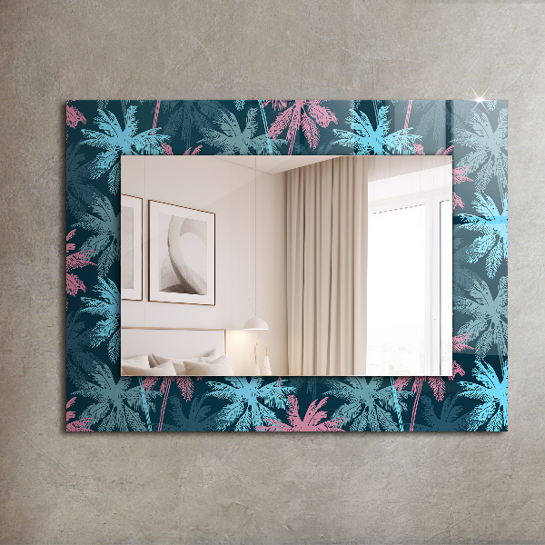 Specchio con cornice stampata Disegno a colori delle palme