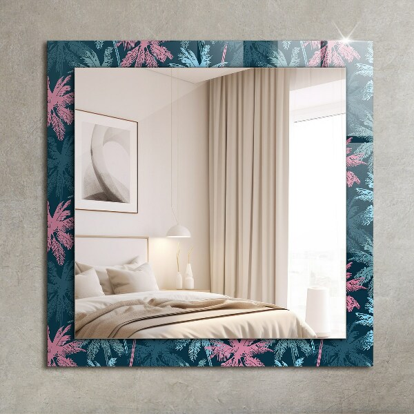 Specchio con cornice stampata Disegno a colori delle palme