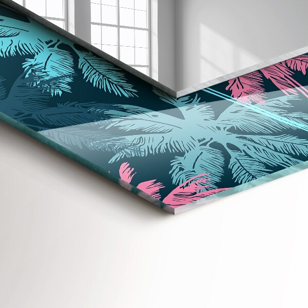 Specchio con cornice stampata Disegno a colori delle palme